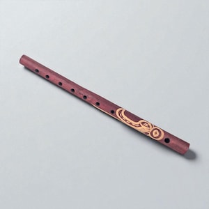 Vintage Hand Carved Wooden Andean Quena Flute, 15.75 Inch, Peruvian Folk Art, Musical Instrument