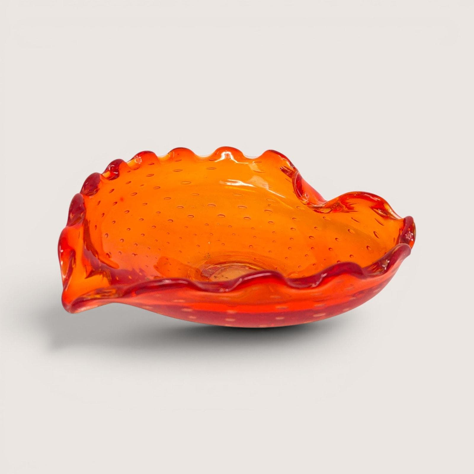 1960s Murano Glass Amberina Orange Ashtray/Trinket Dish