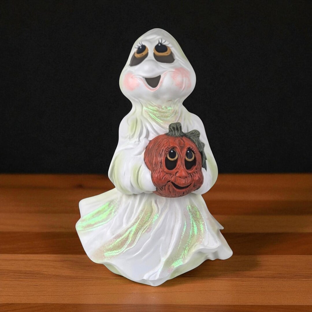 Vintage Holland Mold Ceramic Ghost Light: Halloween Jack O'lantern ...