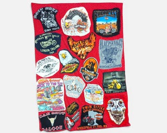 Vintage Handmade Motorcycle T Shirt Quilt Throw Biker Blanket
