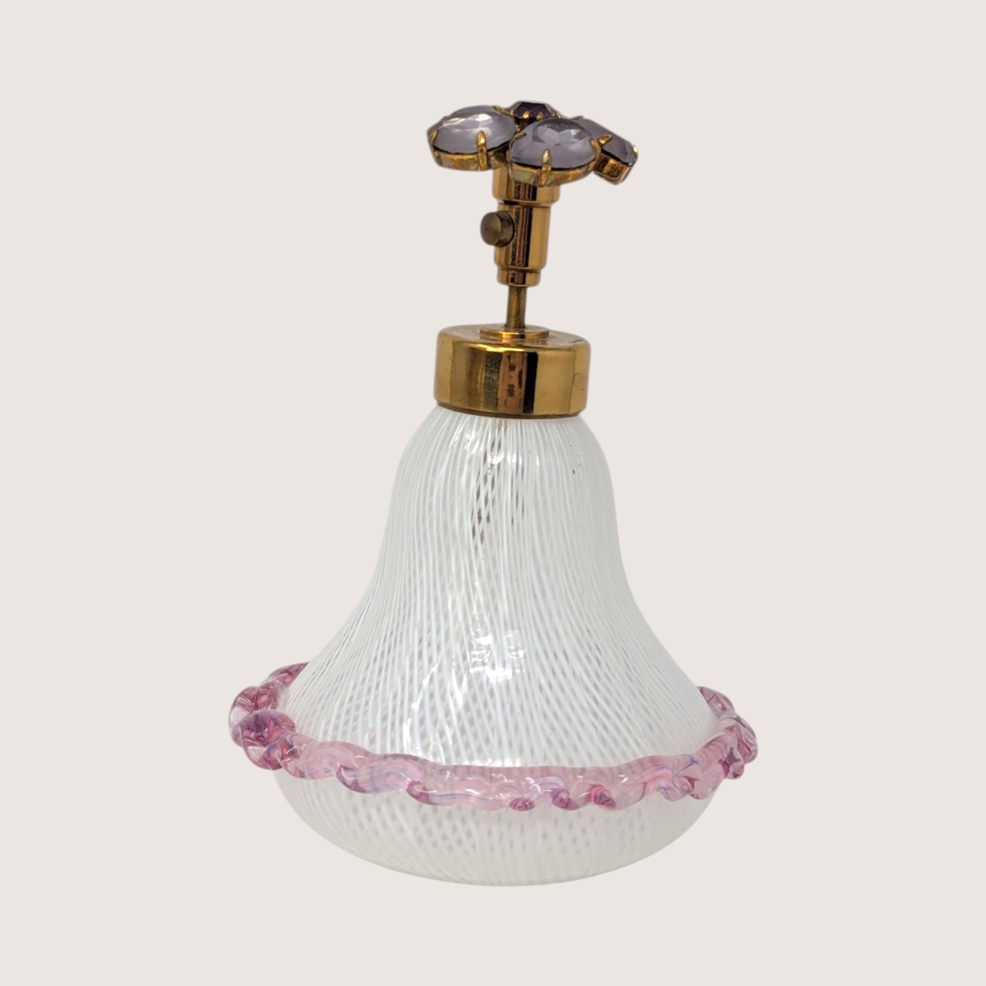 Murano Latticino Art Glass Perfume Bottle – Vintage Filigrana