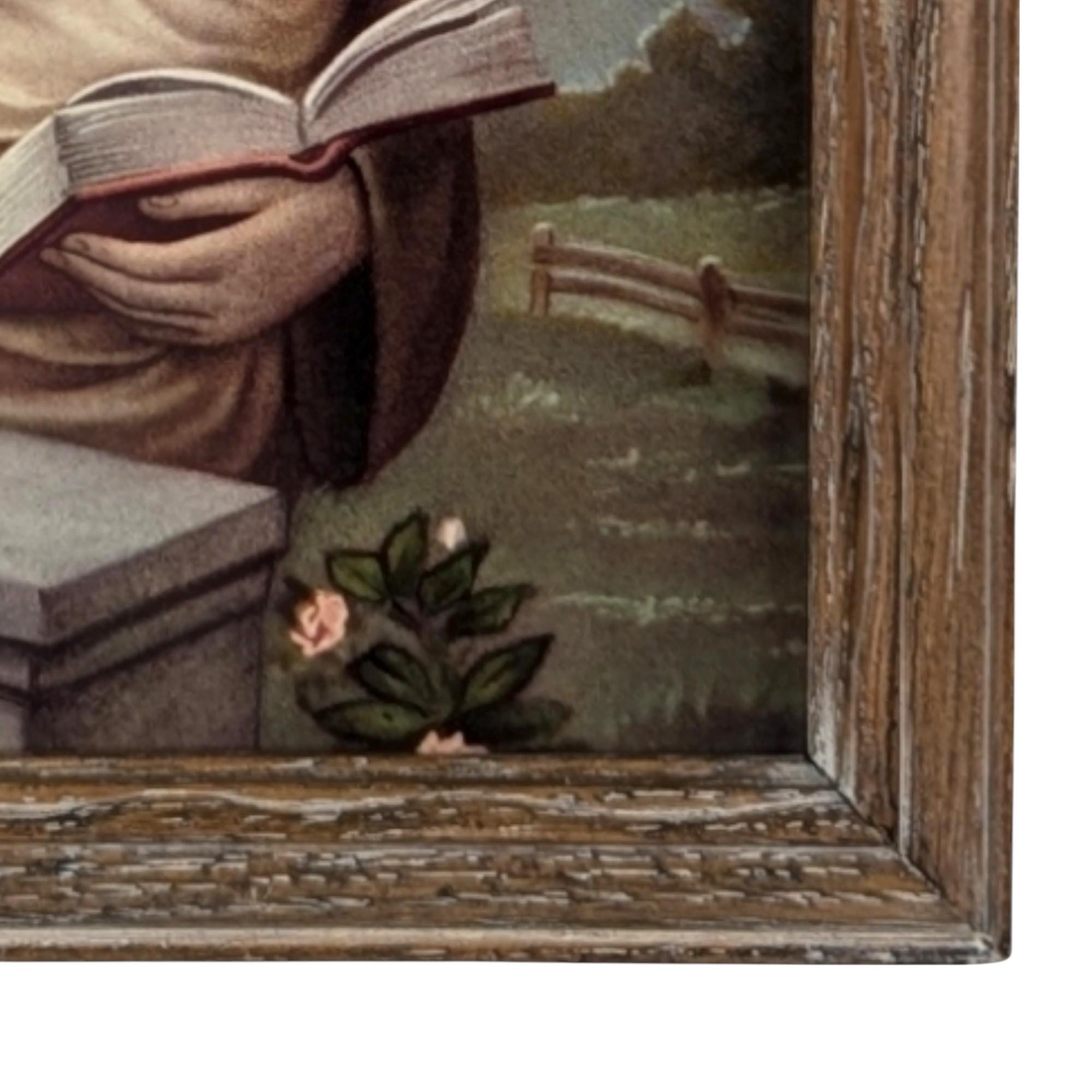 ヴィンテージ額入りパドヴァの聖アントニオの版画：カトリックの宗教