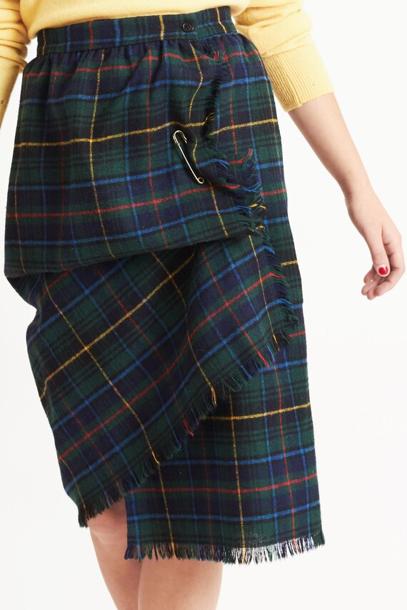 Tartan Plaid Wool Wrap Skirt with Horse Clip Clos… - image 2
