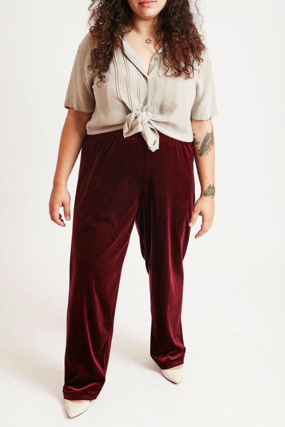 Wide Leg Velvet Pull On Trouser - image 2