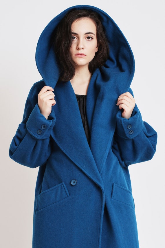 Double Breasted Feminine Wool Topcoat with Hood a… - image 2