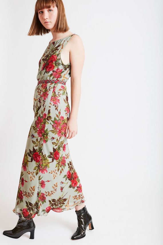 Sherbet Green Floral Midi Dress