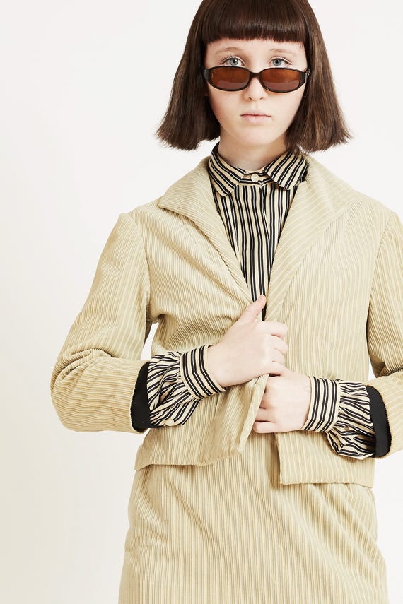 Corduroy Suit with Cropped Jacket