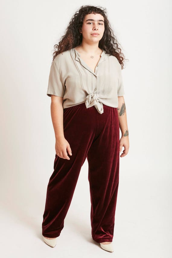 Wide Leg Velvet Pull On Trouser - image 1