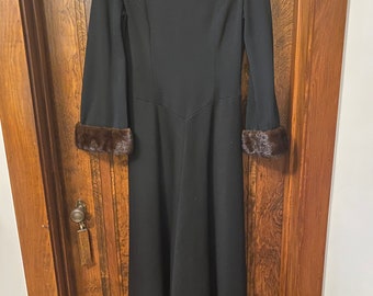 1970's Floor length gown with Mink cuffs