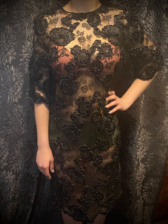 Stunning 1960's Black Lace Dress