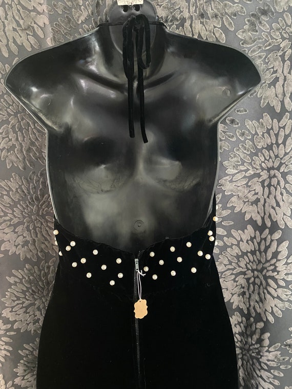 1960 Black Velvet Halter Gown - image 3