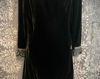 1960'S Mod Black Velvet Party Dress