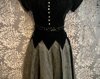 1950's Black Velvet Party Dress