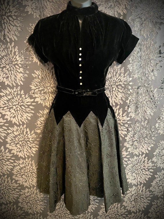 1950's Black Velvet Party Dress