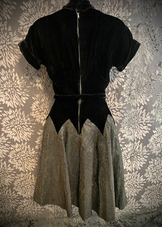 1950's Black Velvet Party Dress - image 2