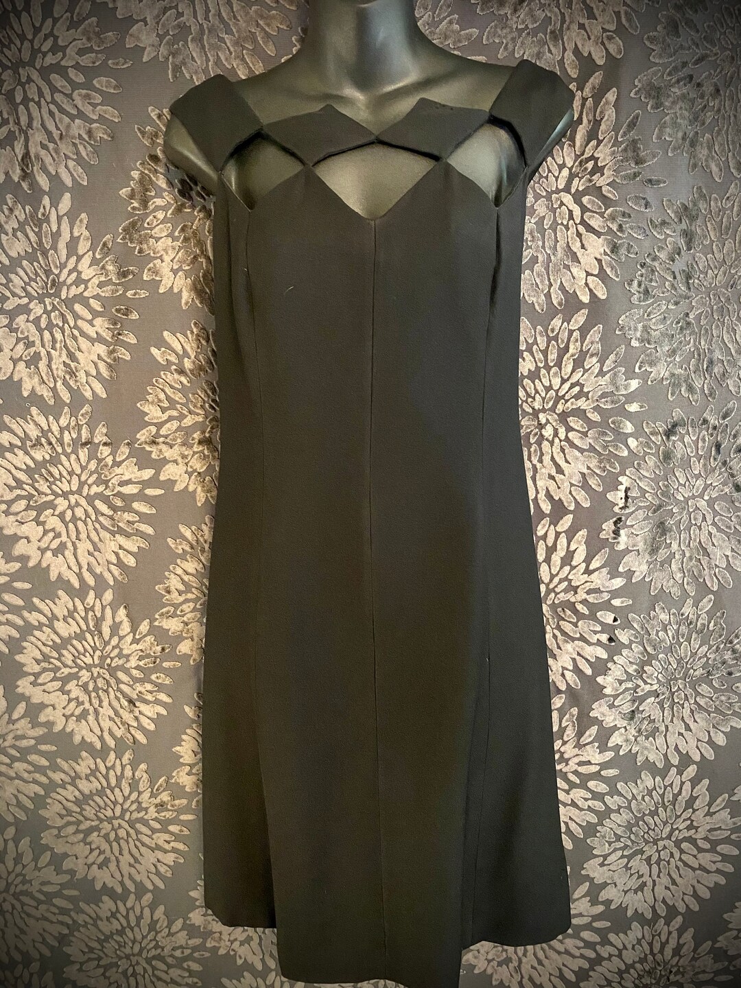1990 Black Crepe Dinner Dress Etsy