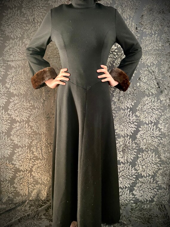 1970's Floor length gown with Mink cuffs - image 6