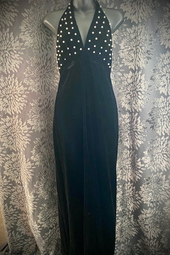 1960 Black Velvet Halter Gown