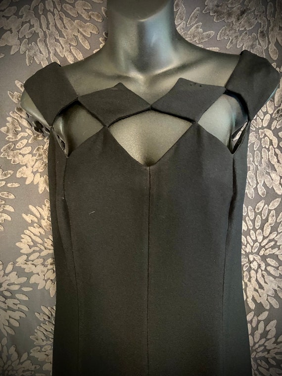 1990 Black Crepe Dinner Dress Gem