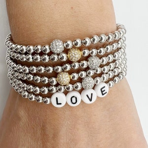 BESTSELLER Silver Beaded Bracelets | Silver Ball Bracelet | Stacking Bracelet | Layering Bracelet | Pave Beaded Bracelet | Sterling Silver