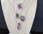 SALE Raw Amethyst Necklace, Raw Crystal Necklace, February Birthstone Necklace, February Birthstone Pendant, Raw Stone Healing necklace