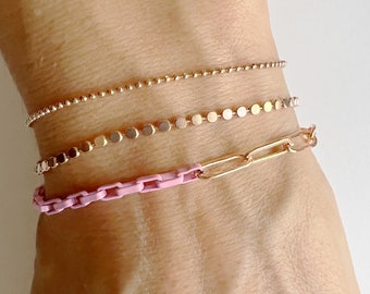 Set of 3 Rose gold, Silver or Gold Everyday Layering Bracelets • Gift Set of Bracelets • Delicate Bracelets • Bridesmaid Gift • Paperclip