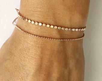 SET of 2 Rose gold, Silver, Gold Everyday Layering Bracelets • Gift Set of Bracelets • Delicate Bracelets • Bridesmaid Gift • Everyday Stack