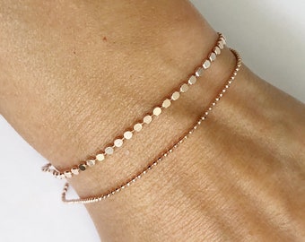 SALE!!! Set of 2 Rose gold, Silver or Gold Everyday Layering Bracelets / Gift Set of Bracelets / Delicate Bracelets / Bridesmaid Gift