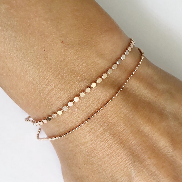 SALE!!! Set of 2 Rose gold, Silver or Gold Everyday Layering Bracelets / Gift Set of Bracelets / Delicate Bracelets / Bridesmaid Gift