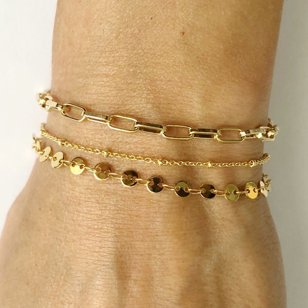 SALE!!! Set of 3 Everyday Layering Bracelets / Gift Set of Bracelets / Delicate Bracelets / Bridesmaid Gift / Layering Braceletsu