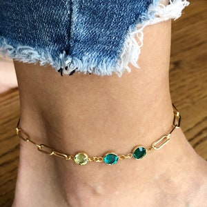 Kids Birthstones Anklet Mom • Mommy Anklet • Grandma Gift • Three Sisters • 3 Best Friends Necklace • Nana Gift • Mothers Day Gift