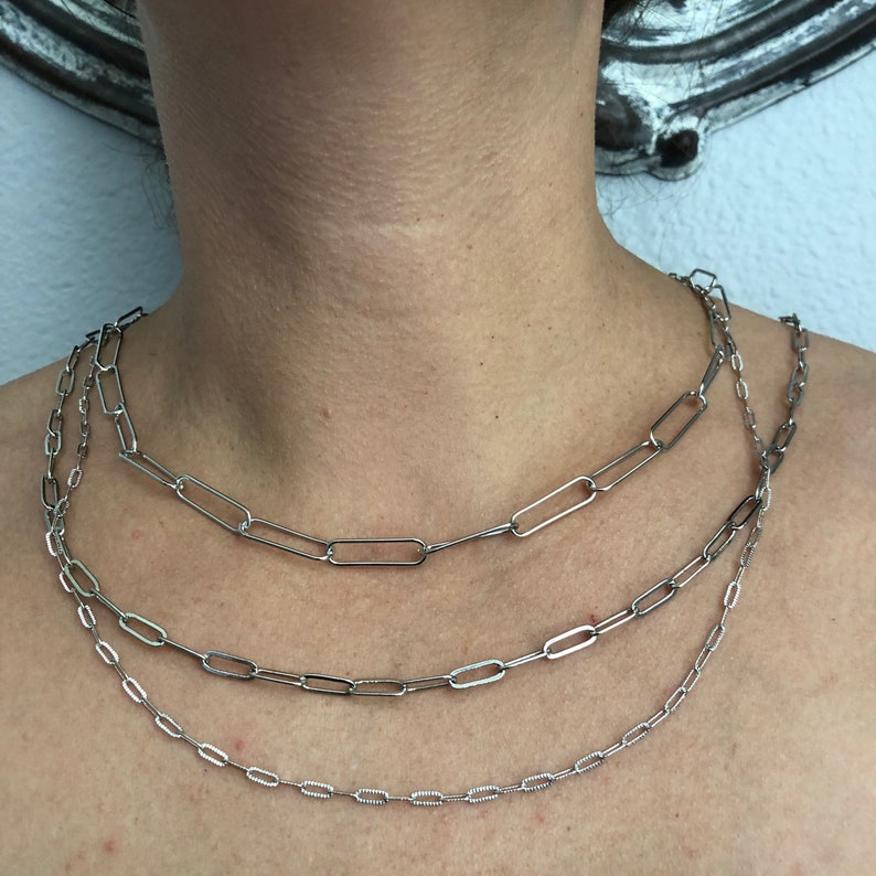 Silver Paper Clip Chain Bracelet Layering Bracelet Paperclip Etsy
