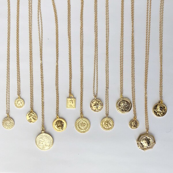 SALE!!! Coin Necklaces, Greek Coin Layering Necklaces, Lion Coin Necklace, Cleopatra Necklace, Ancient Coin Necklace, Coin Medallion