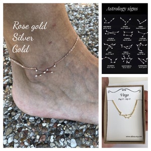 Anklet Constellation Bracelets/ Anklet Zodiac / Birthday Bracelets/ Horoscope Bracelets/ Celestial Astrology anklet gift / Best friend gift