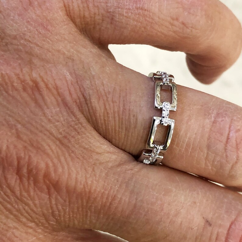 Adjustable 18K Gold Silver Plated Paper Clip Chain Ring CZ Etsy