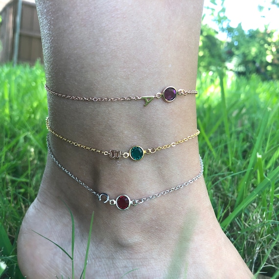 Custom cheap birthstone anklet