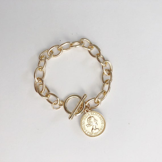 Gold Coin Bracelet Industrial Chain Bracelet Coin Bracelet