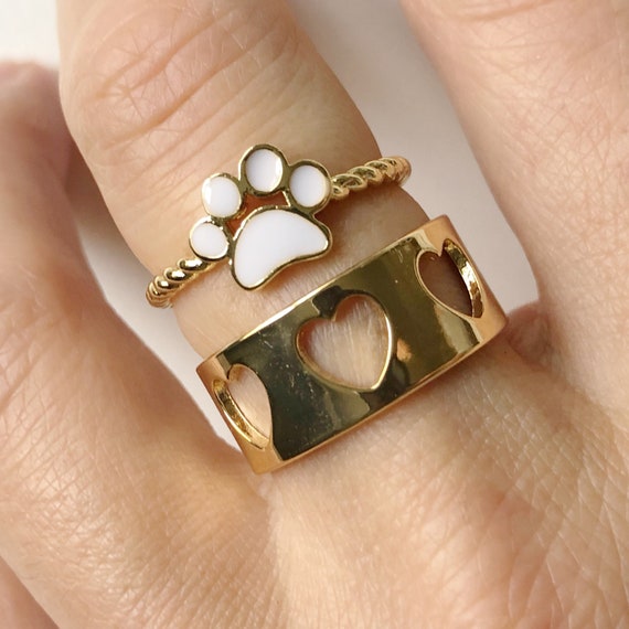 14k Solid Gold Paw Ring / Unique Design Real Gold Dog, Cat Paw Ring / –  Selanica
