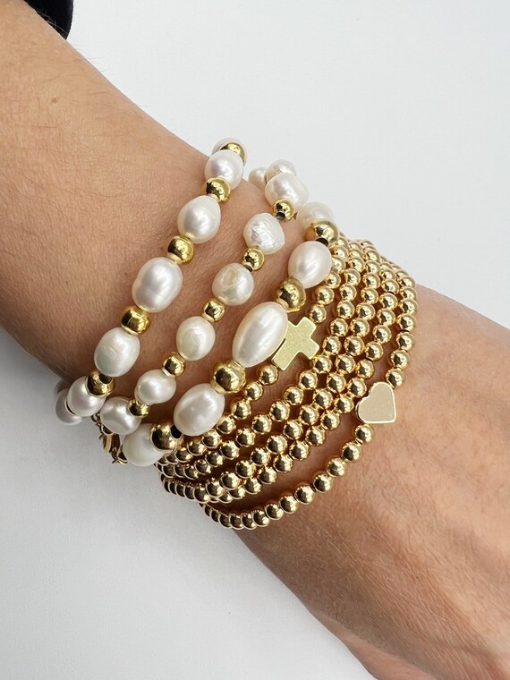 Hammered Metal Beads Stretch Bracelet – Suz and Bex