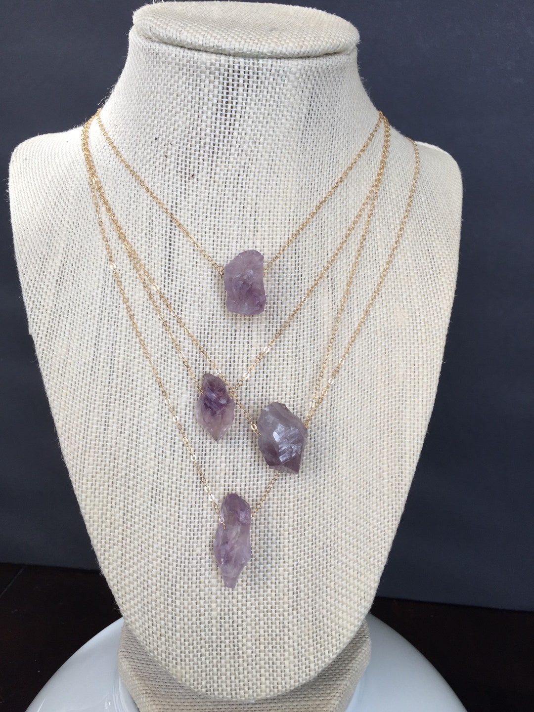 SALE Raw Amethyst Necklace Raw Crystal Necklace February - Etsy