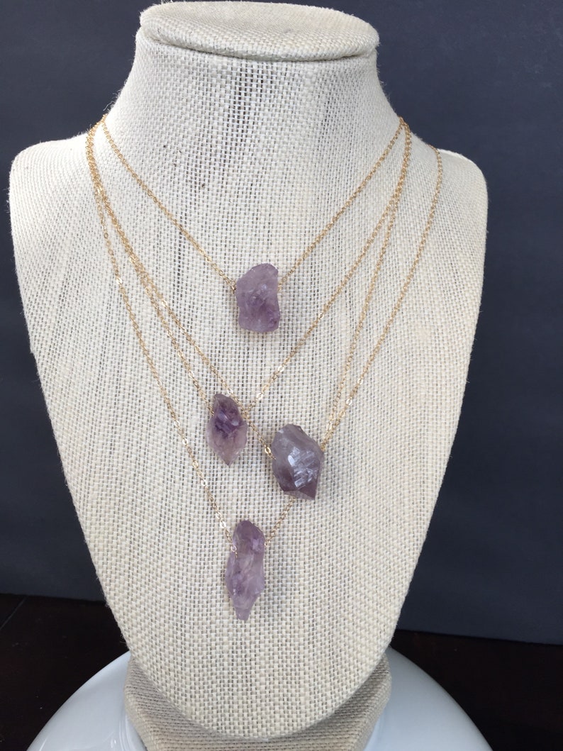 SALE!!! Raw Amethyst Necklace, Raw Crystal Necklace, February Birthstone Necklace, February Birthstone Pendant, Raw Stone Healing necklace 