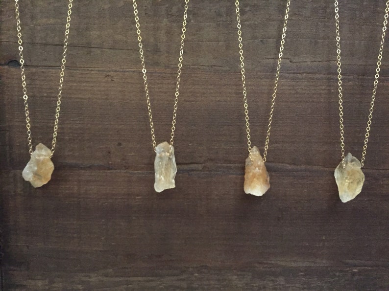 SALE!!! Raw Citrine November Birthstone Necklace, Rose gold silver Raw crystal healing necklace November Birthstone Pendant Raw Stone gift 