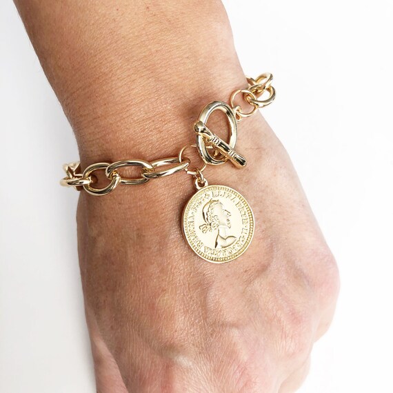 Gold Coin Bracelet Industrial Chain Bracelet Coin Bracelet