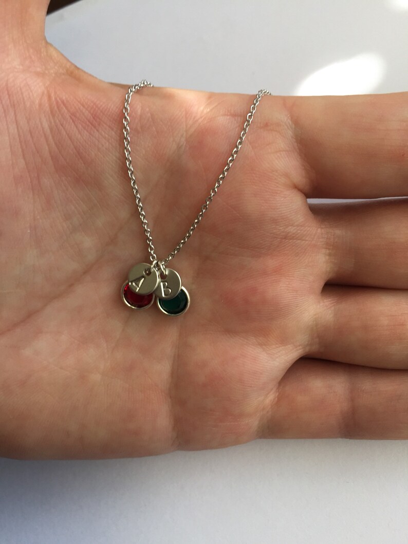 Custom Rose Gold Birthstone Anklet With Initials Personalized Etsy