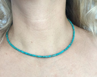 Tiny Turquoise choker necklace, Dainty Turquoise choker, Everyday boho necklace, December birthstone gift, Minimalist layering necklace