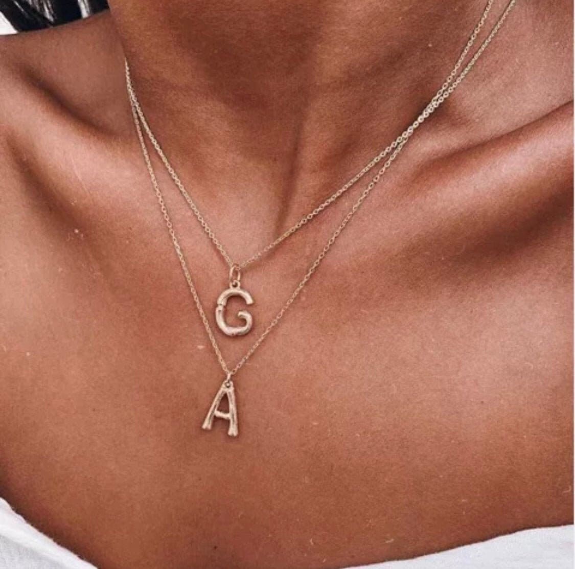 Large Initial Letter Minimalist Necklace Bold Capital Letter 