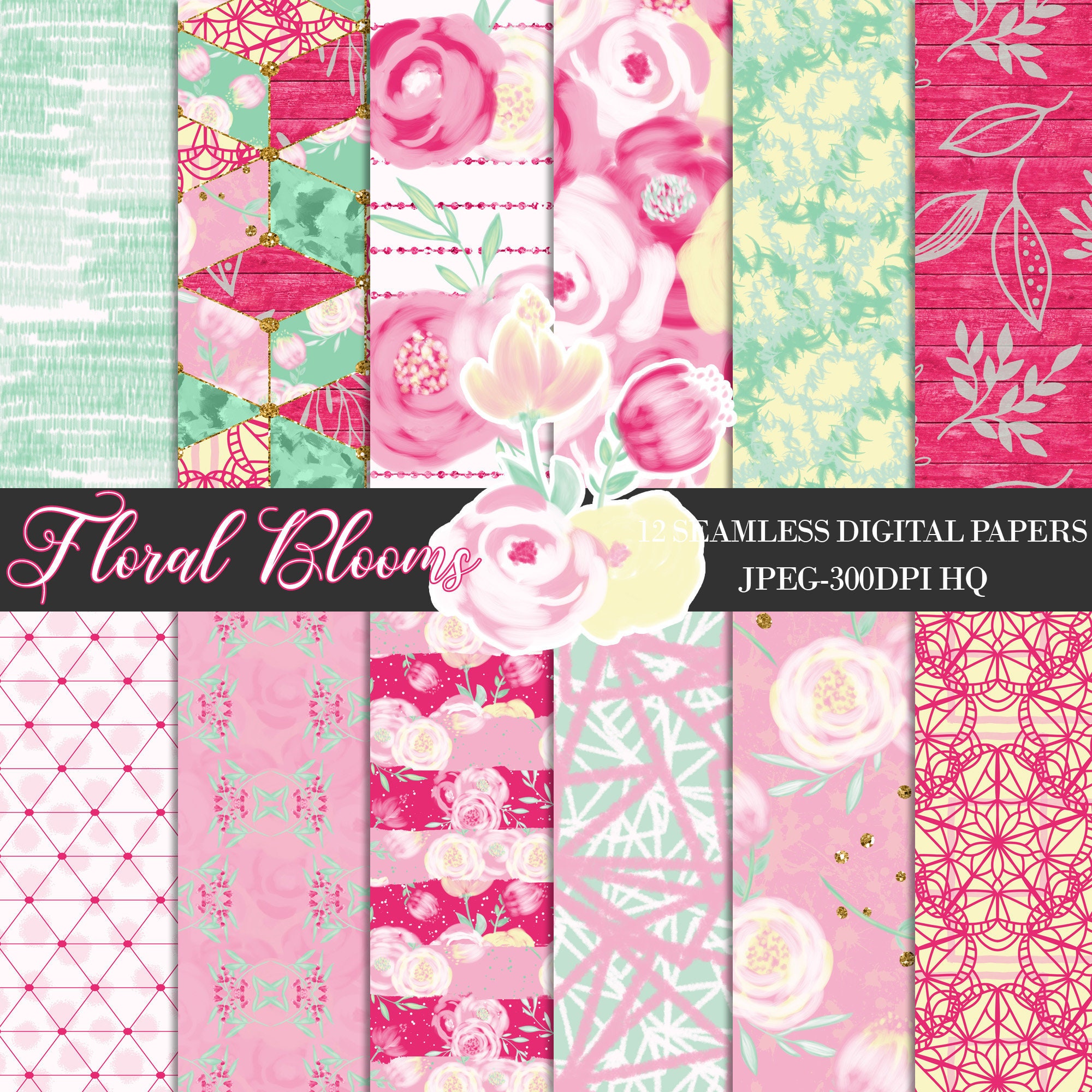 Pink A5 Romantic Journal Papers, Pink Flowers, Journal Papers, Digital,  Collage Printable. 