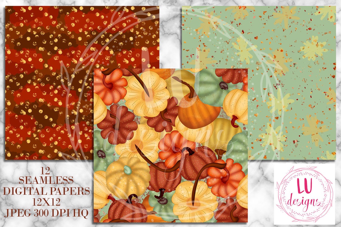 Fall Digital Papers, Autumn Scrapbook Paper, Fall Planner Backgrounds ...