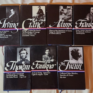 The American Library Volumes: Irving, Crane, Adams, Franklin, Thoreau, Faulkner and Twain - First Printing