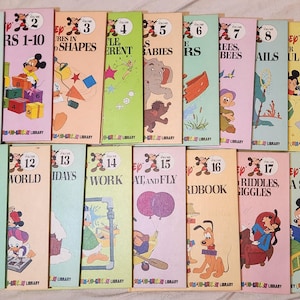 Vintage 1983 Walt Disney Fun-To-Learn Library, Illustrated Children’s Book Set, Complete 19-Volume